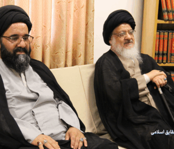دیدار مرجع عالیقدر حضرت آیت الله العظمی حاج شیخ جعفر سبحانی و حضرت آیت الله سید علی حسینی میلانی حفظهما الله