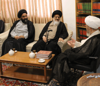 دیدار مرجع عالیقدر حضرت آیت الله العظمی حاج شیخ جعفر سبحانی و حضرت آیت الله سید علی حسینی میلانی حفظهما الله