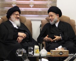 بازدید حجج اسلام موسوی و بحرالعلوم از اساتید حوزه علمیه نجف اشرف از بنیاد فرهنگی امامت